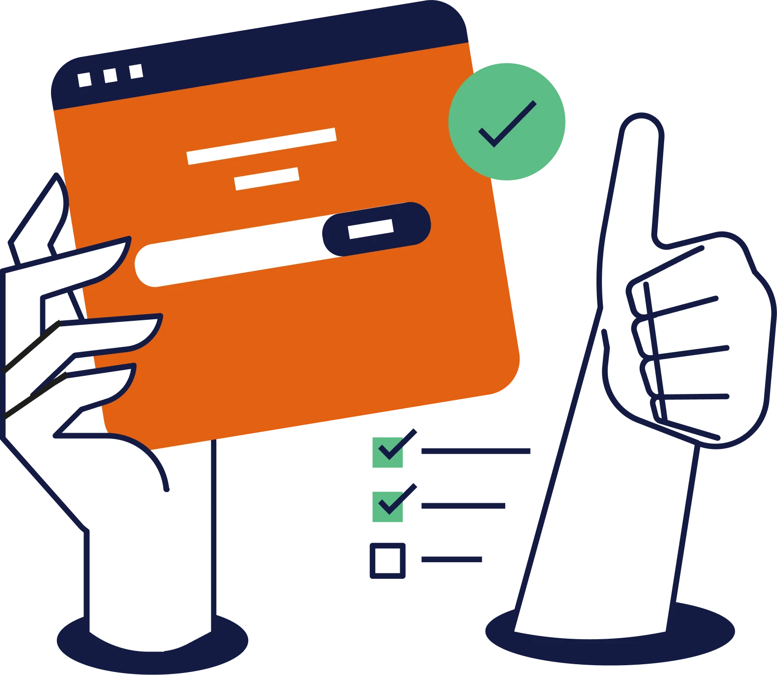 Hands holding up a list